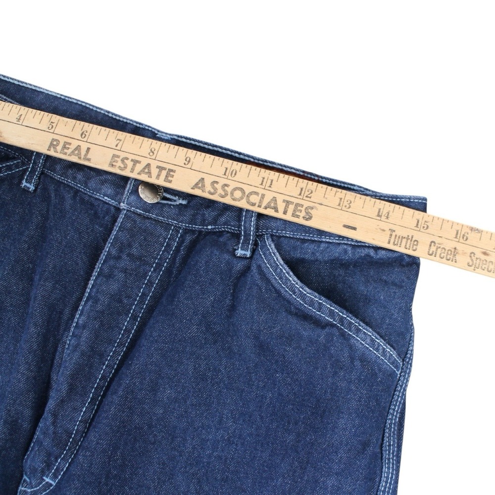 Vintage 70s Brittania Jeans Denim Flare Leg Dark Wash High Rise Raw Hem Size 33 - Picture 5 of 7